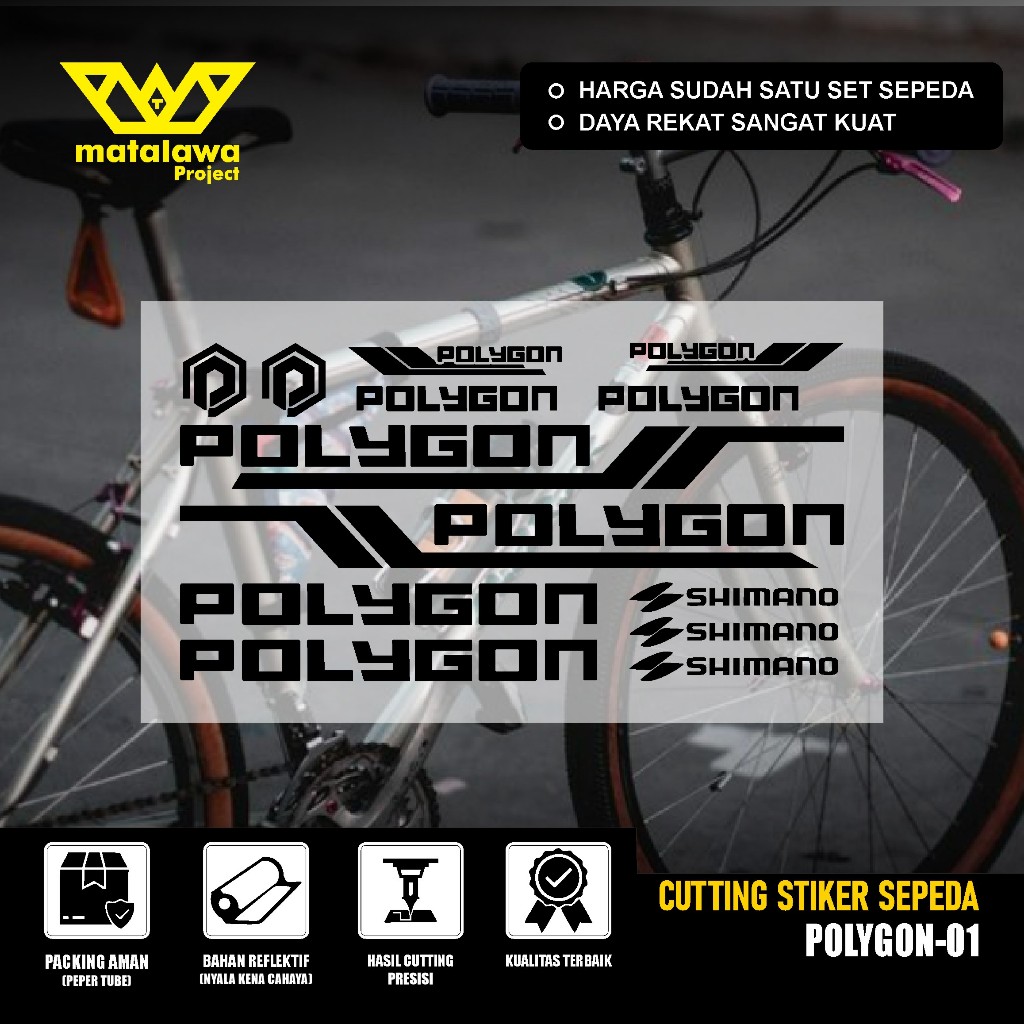 Sticker Cutting Sepeda POLYGON Variasi Stiker Sepeda Set Dewasa Aksesoris Frame Batang Mtb Lipat  01