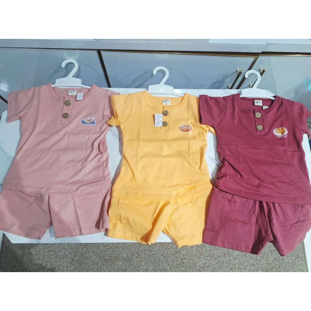 Libby Kaos Setelan Pendek Polos 1-8years