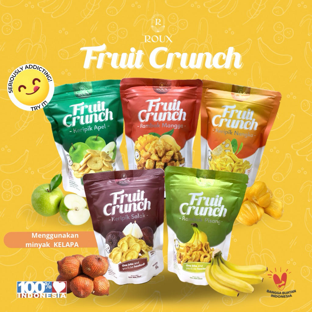 Saelaris_ Roux Fruit Crunch Rambak Buah Pisang 75G Premium Enak Sehat Healthy Snack Tanpa Gula
