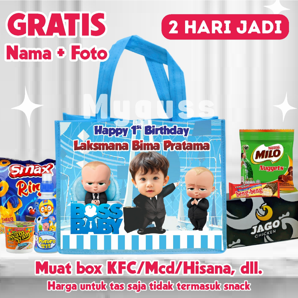 Goodie bag custom nama / Tas TERLARIS / Tas Spunbond / Tas Ultah / Tas Ulang Tahun Custom / Hampers 