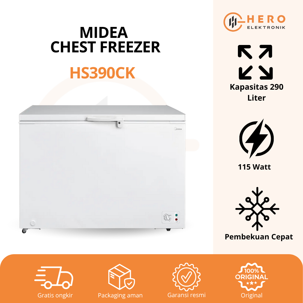 MIDEA KULKAS BOX FREEZER HS-390CK / HS390CK ORIGINAL GARANSI RESMI