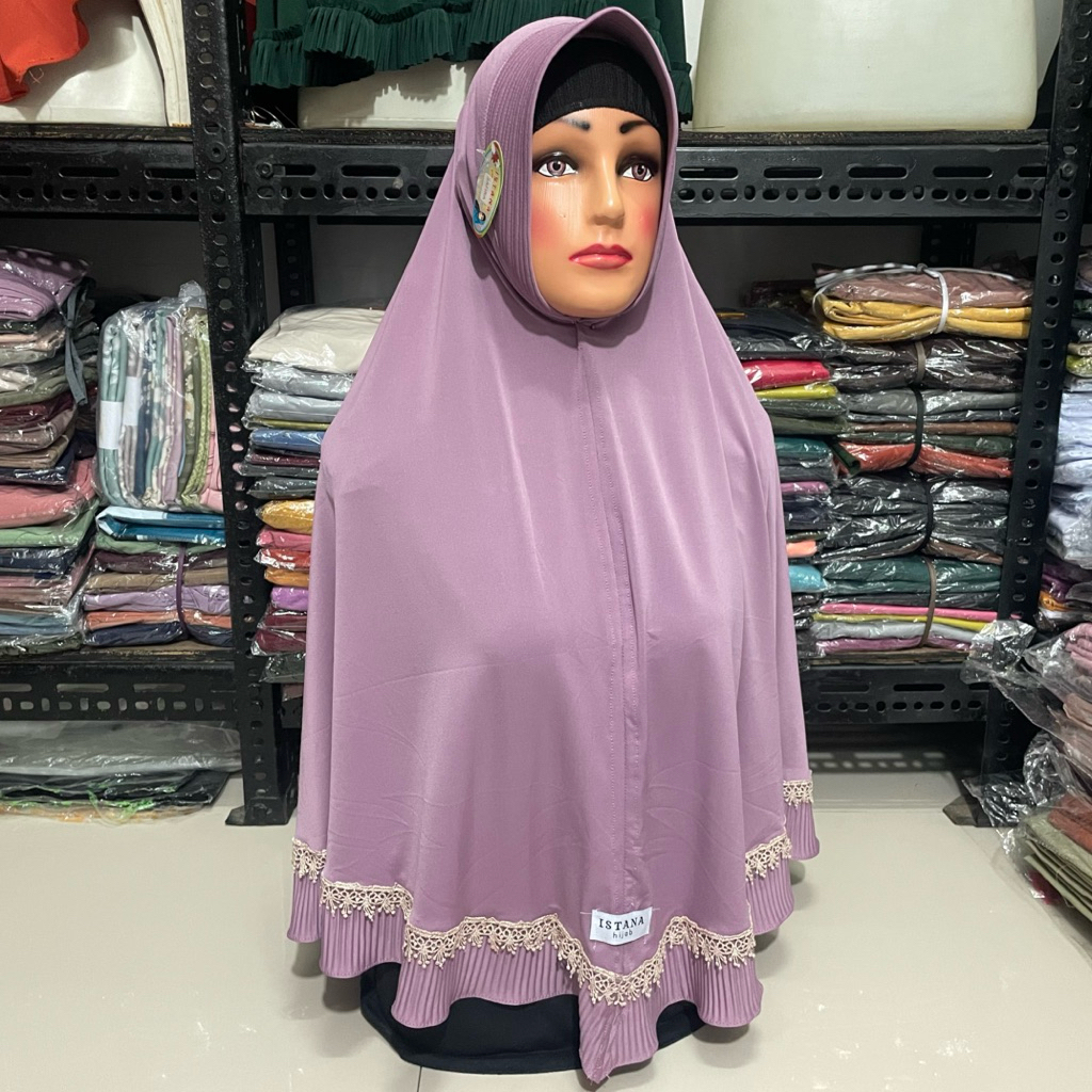 Jilbab Instan XL / Hijab Instan Jersey Premium Renda / Jilbab Instan Variasi Renda