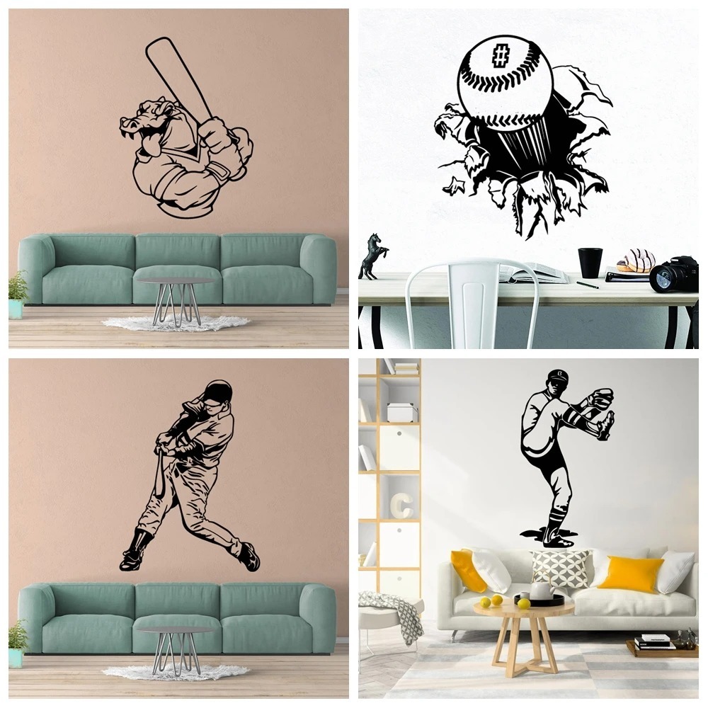 Stiker Dinding Vinyl Bisbol Perekat Diri Tahan Air Dekorasi Ruang Tamu Kamar Tidur Stiker Seni Vinyl