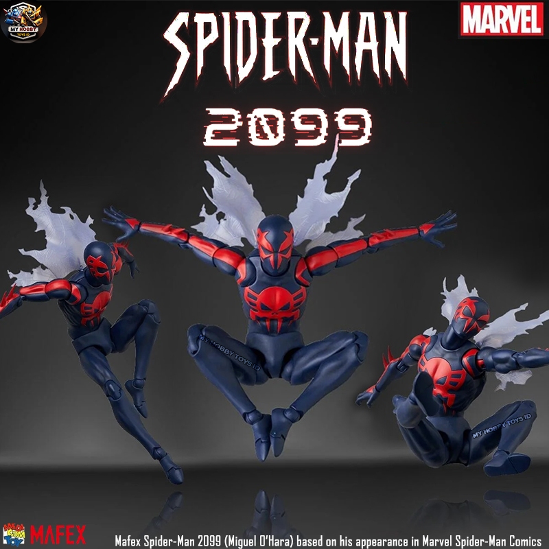 Mafex Action Figure Anime Spiderman 2099 Comic Version Black Spider Marvel Superhero KO CT Toys