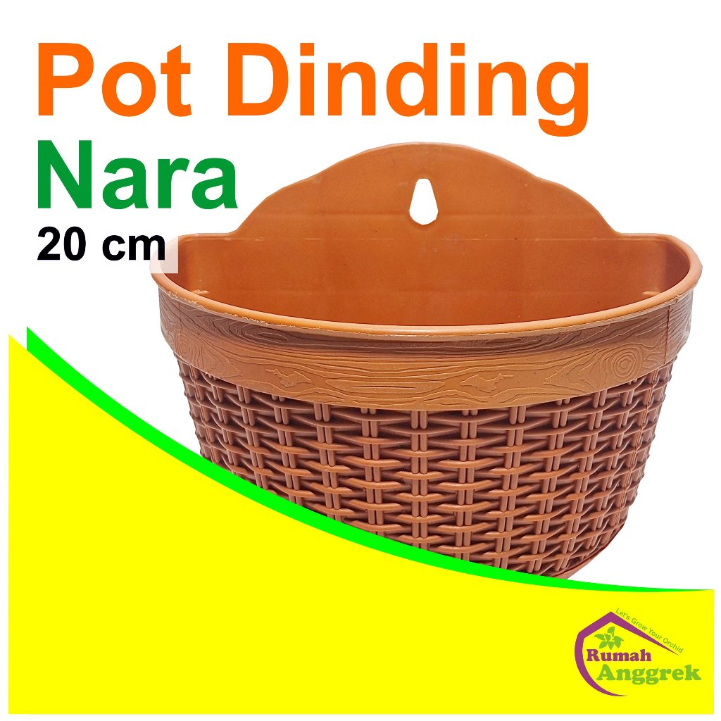 Pot Dinding Nara 18 & 20 cm plastik keranjang rotan coklat putih hitam tembok pohon bulan phalaenops