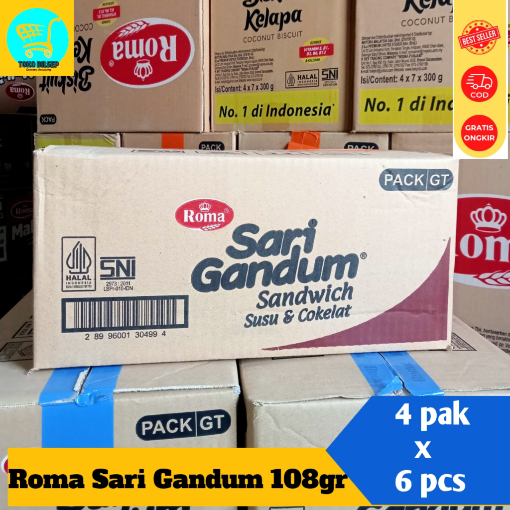 [PROMO] Sari Gandum 108gr 115gr Roma Biskuit 1 dus isi 24 pcs