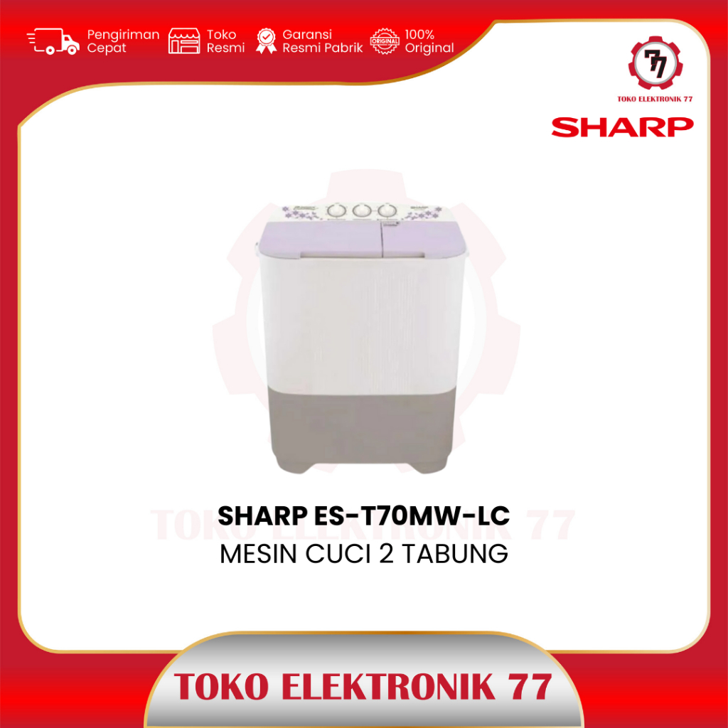 MESIN CUCI SHARP EST-70MW / SHARP EST-70MW / 2 TABUNG / KAPASITAS 7 KG