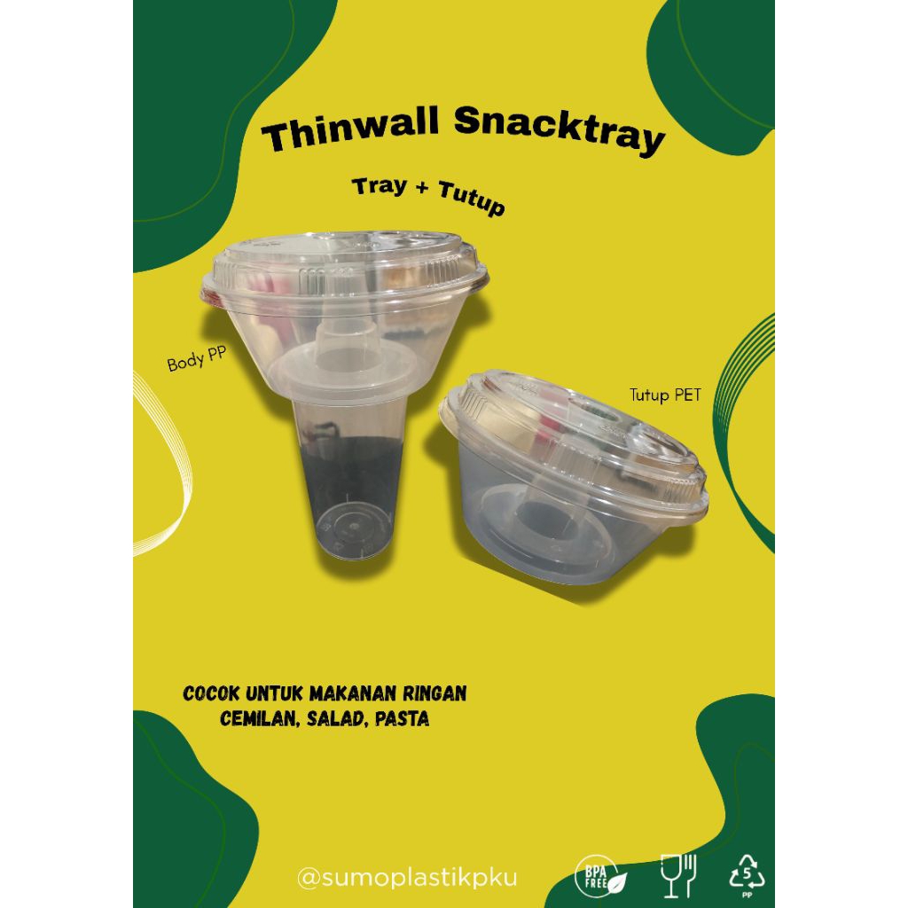 Snack Tray Thinwall  Tempat Makan mangkok + tutup lid mika (20pc)