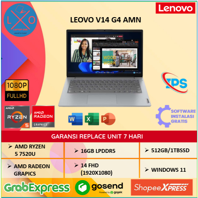 Laptop Lenovo V14 G4 AMN Ryzen 5 7520U 16GB 512GB 14.0" Full HD Windows 11 Home + OHS
