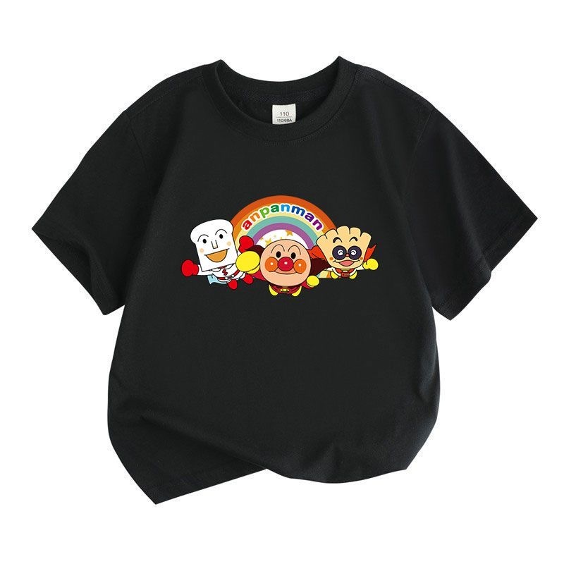 Kaos T - shirt Pendek Anak dengan Cetakan Anpanman Pelangi yang Lucu