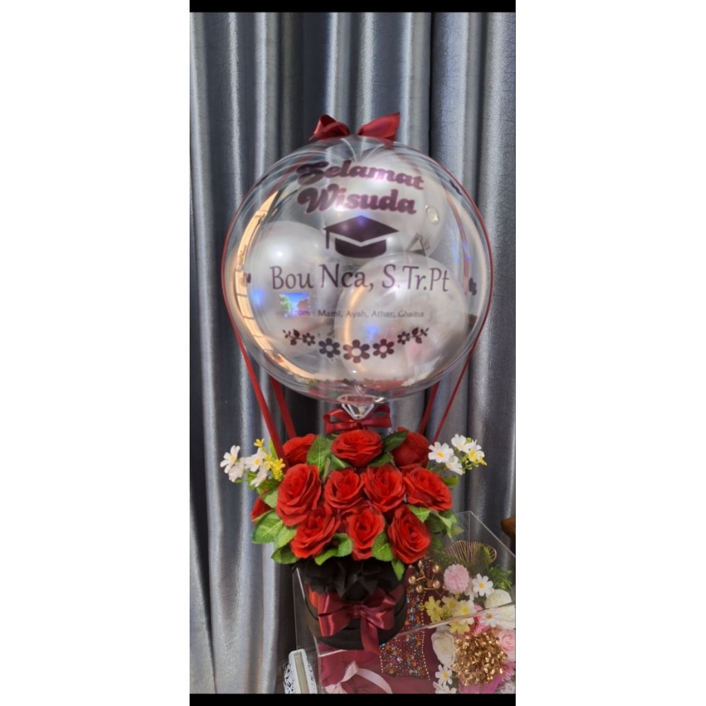 BUKET BUNGA BALON PLUS 20 PCS PLASTIK UANG