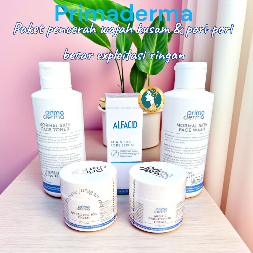 PRIMADERMA Paket Flek Glowing Normal Whitening Skin With Serum AHA & BHA
