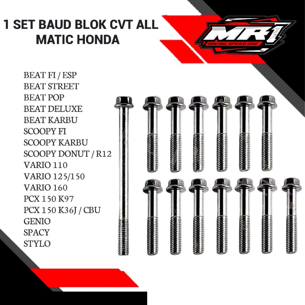 1 Set Baut Baud Blok CVT Bak CVT Beat FI Fi Beat Esp Scoopy Fi Esp Vario 110 Fi Spacy Genio