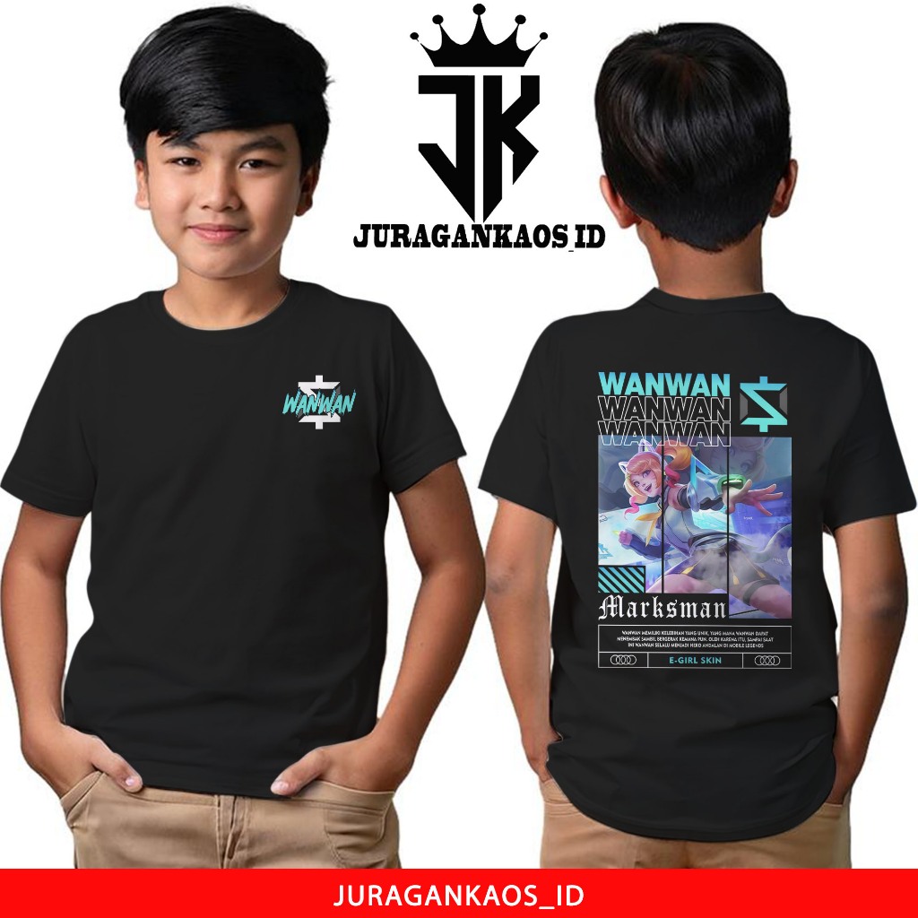 JuraganKaos Anak Motif Mobile Legend WanWan E Girl Skin - Kaos Anak Usia 1 Tahun Sampai 12 Tahun - K