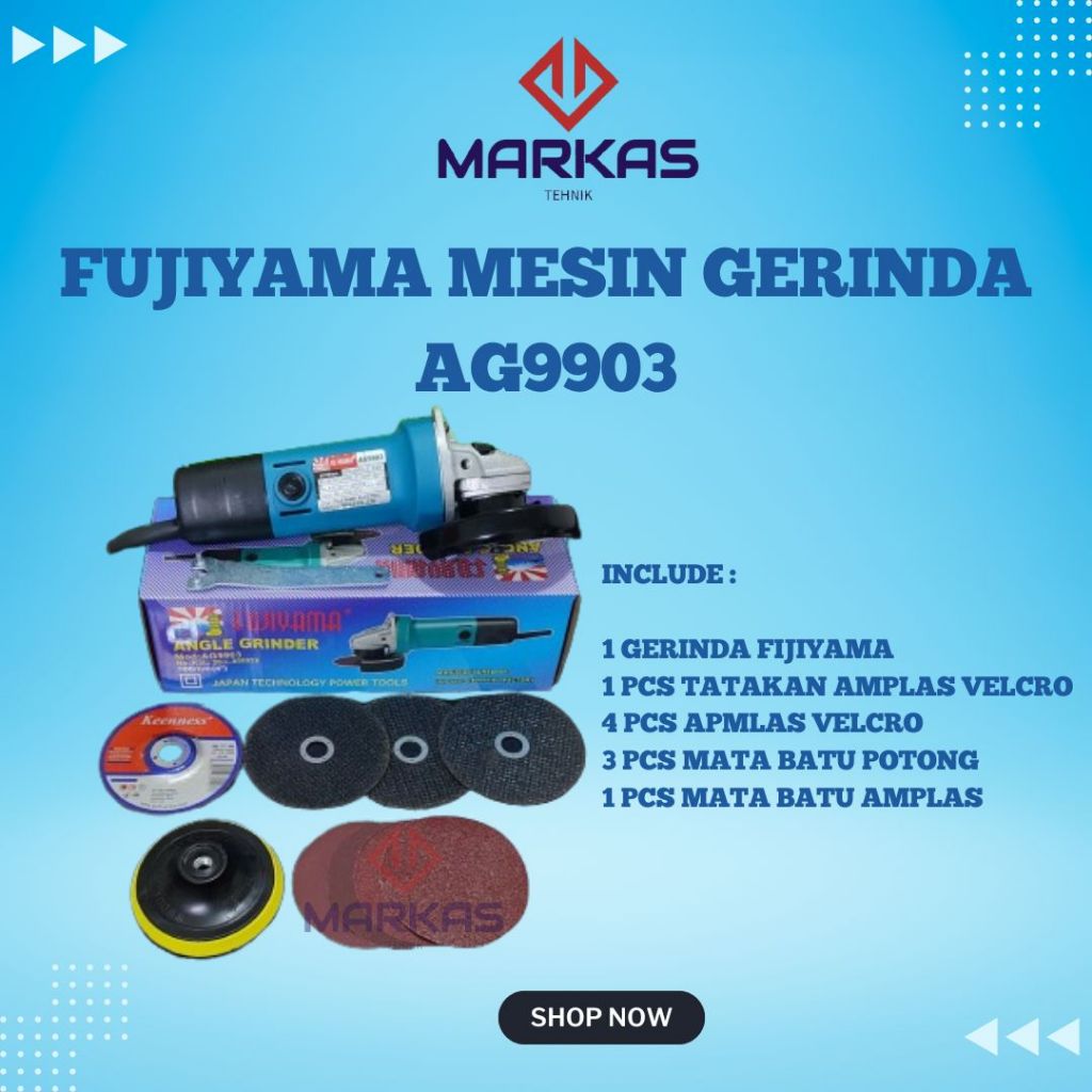 Mesin gerinda tangan gerinda Fujiyama asli AG9903 Mesin Gerinda fujiyama 4 Inci dengan Bonus Mata Po