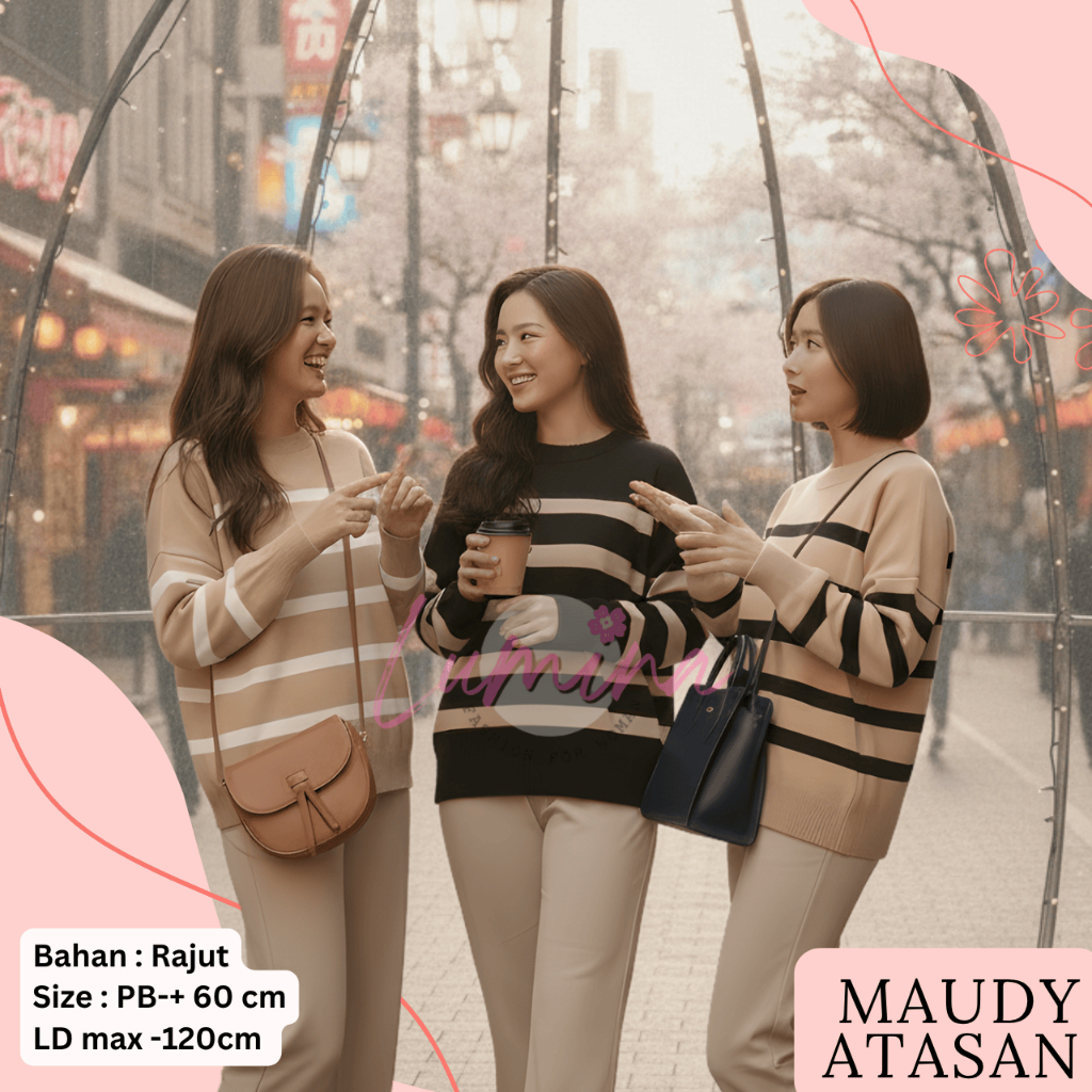 LUMINA - MAUDY SWEATER RAJUT GARIS KNIT JUMBO