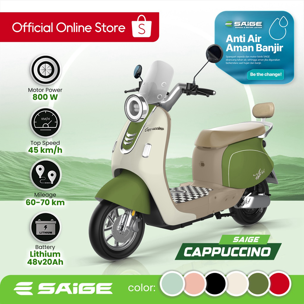 SEPEDA LISTRIK RODA 2 | NEW SAIGE CAPPUCINO