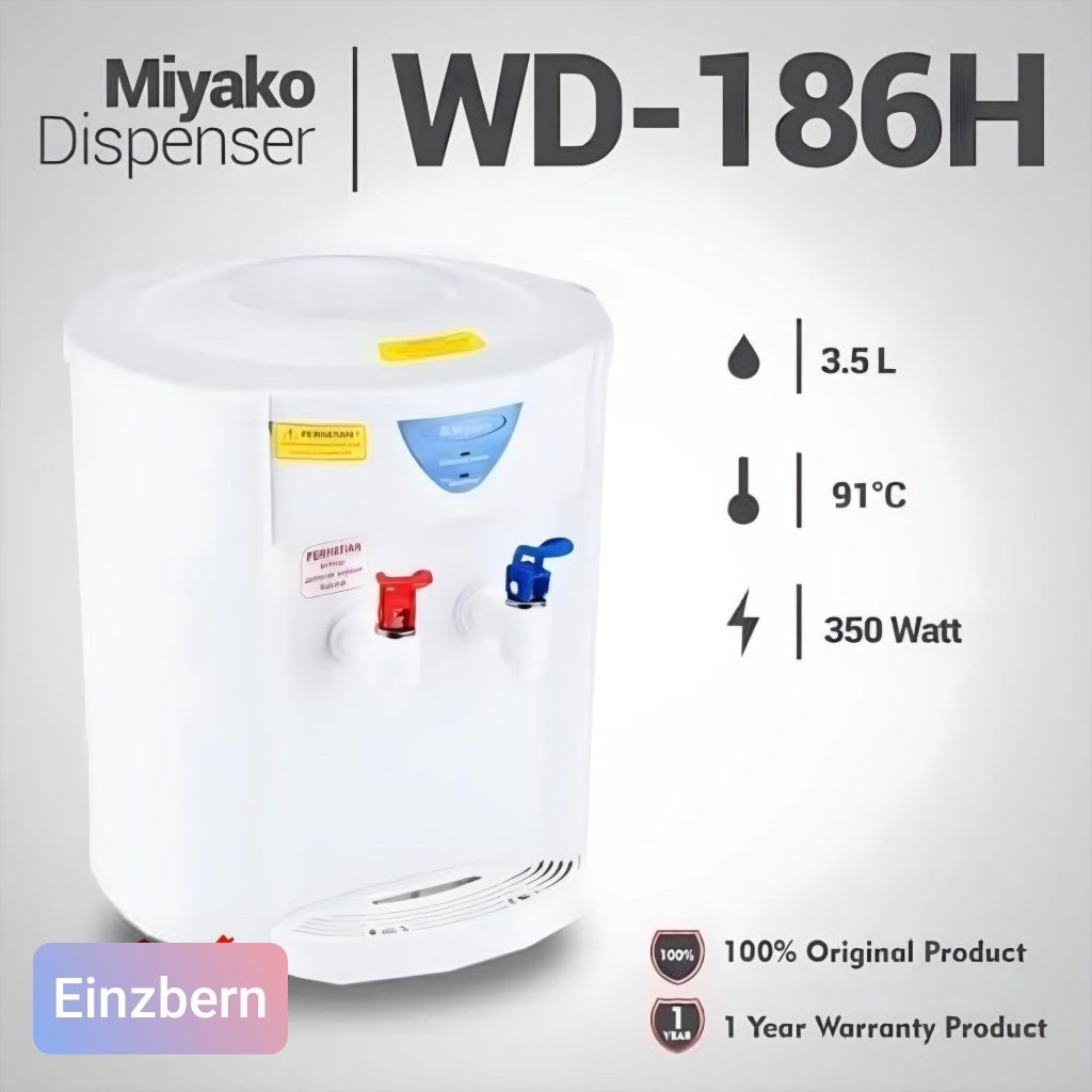 Miyako WD 186 H Dispenser Hot & Fresh Tempat Air Galon Bulat Panas & Normal Tempat Penyimpanan Air M