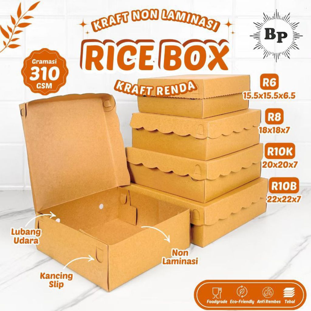 BOX/DUS KOTAK NASI DUPLEX COKAT ISI 50 PCS UKURAN 18 x 18 x 7