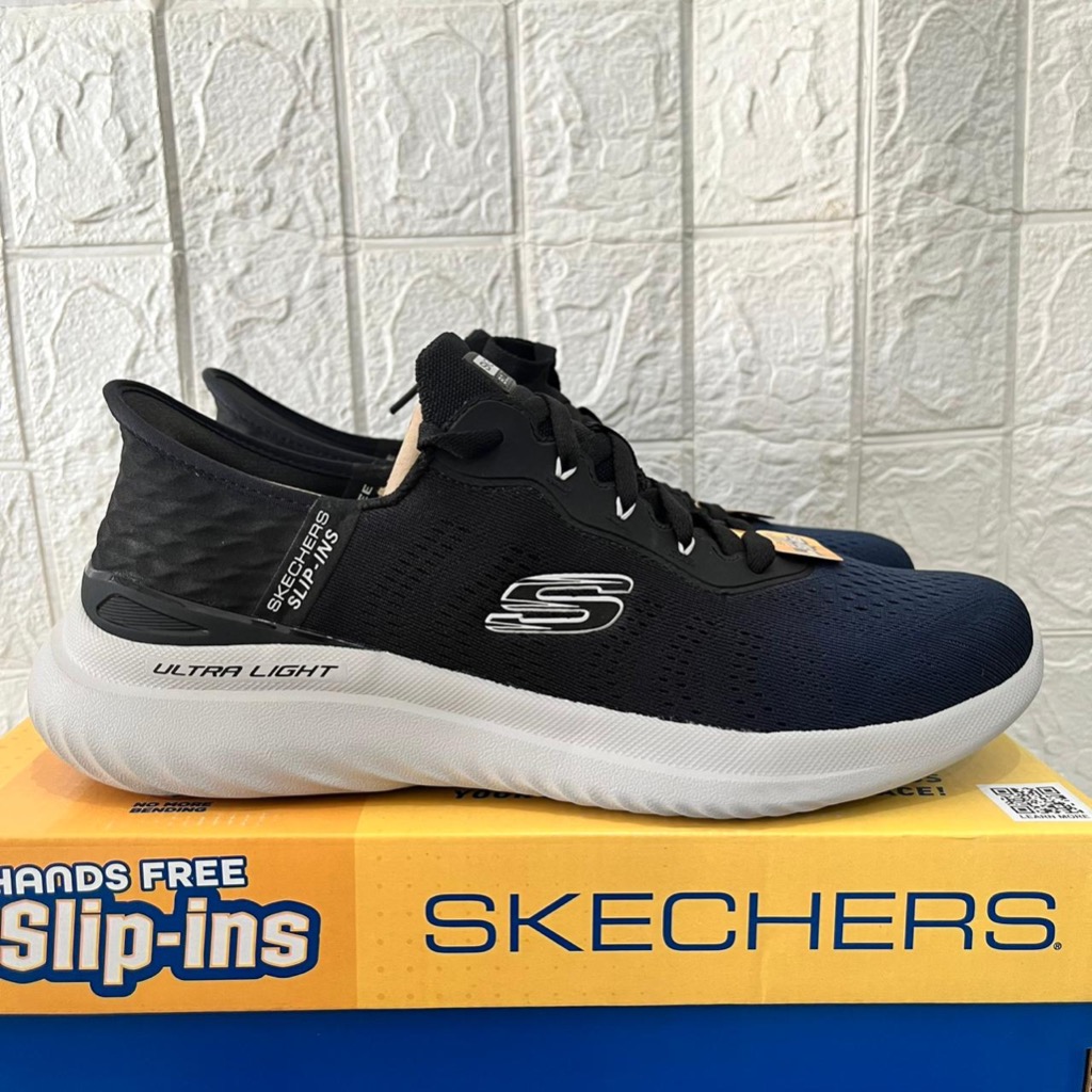 ONLY SIZE 43 SEPATU SKECHERS PRIA SKECHERS BOUNDER 2.0 TELLEM 232928 NAVY SPORTY RUNNING SLIP ON TAL