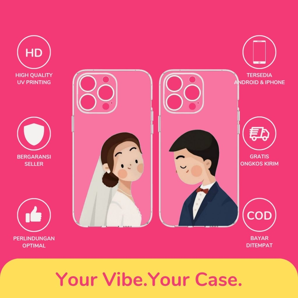 Custom Case Couple Wedding All Type Hp Softcase Anticrack Lucu Cute Casing Cassing Costum Costume Cu