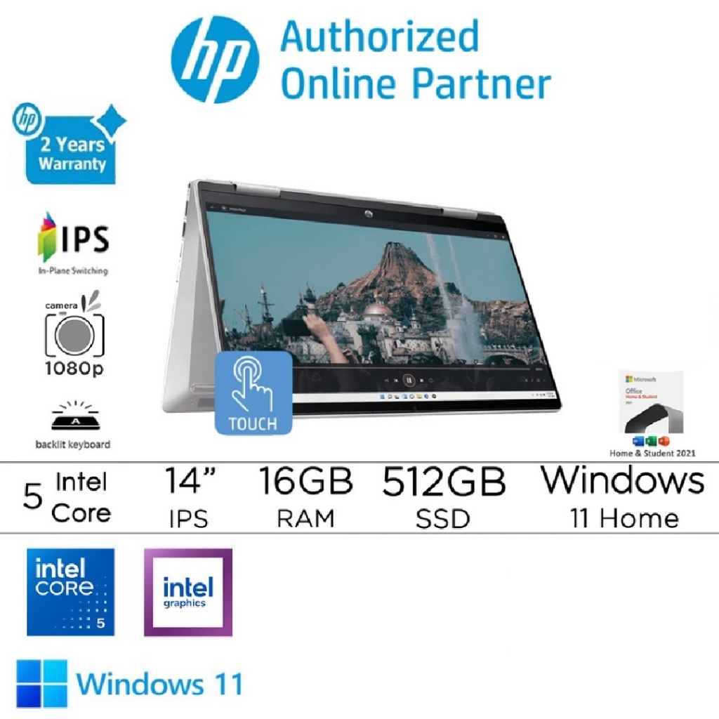 Laptop HP Pavilion x360 14-EK0114TU i5-1235U 8GB 512GB Touch (SECOND)