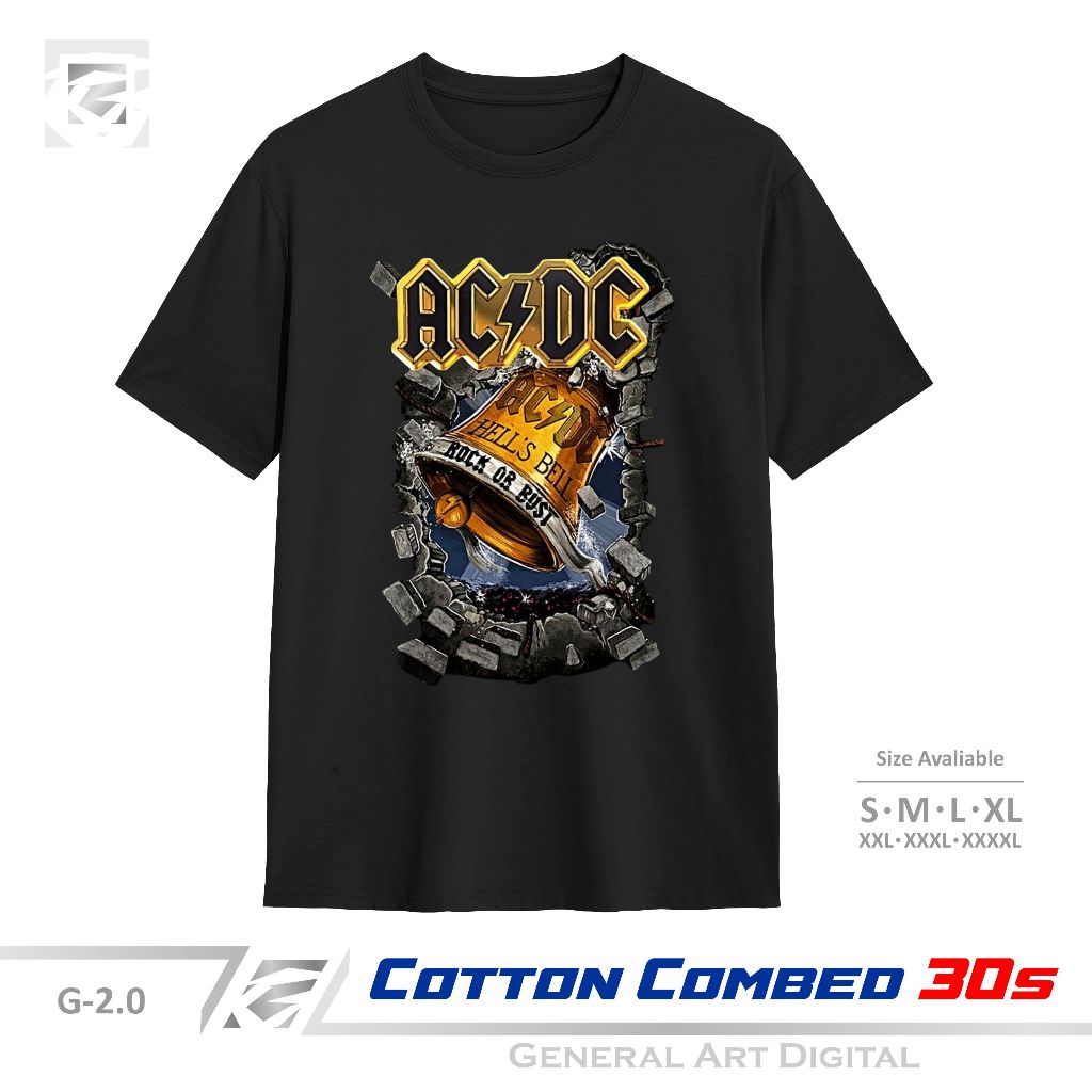 Baju Kaos ACDC HardRock T-shirt Pria wanita kaos band ACDC Sablon Original