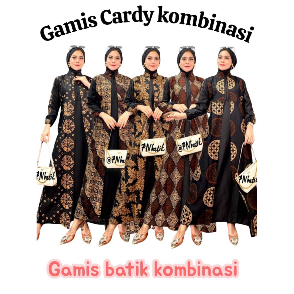 Gamis batik kombinasi polos terbaru/Gamis kondangan wanita kekinian