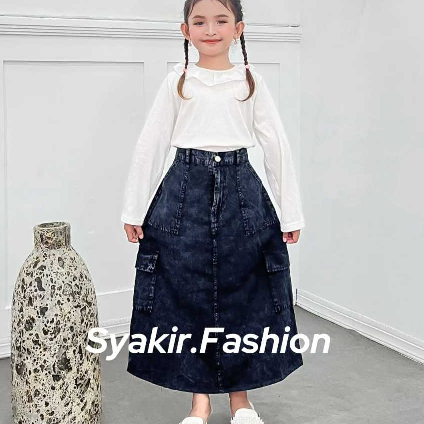 Rok Cargo Jeans Anak Perempuan / Rok Cargo Anak Perempuan