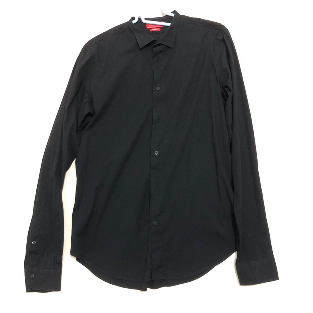 Kemeja Hitam Pria Tangan Panjang Zara Man Super Slim Fit