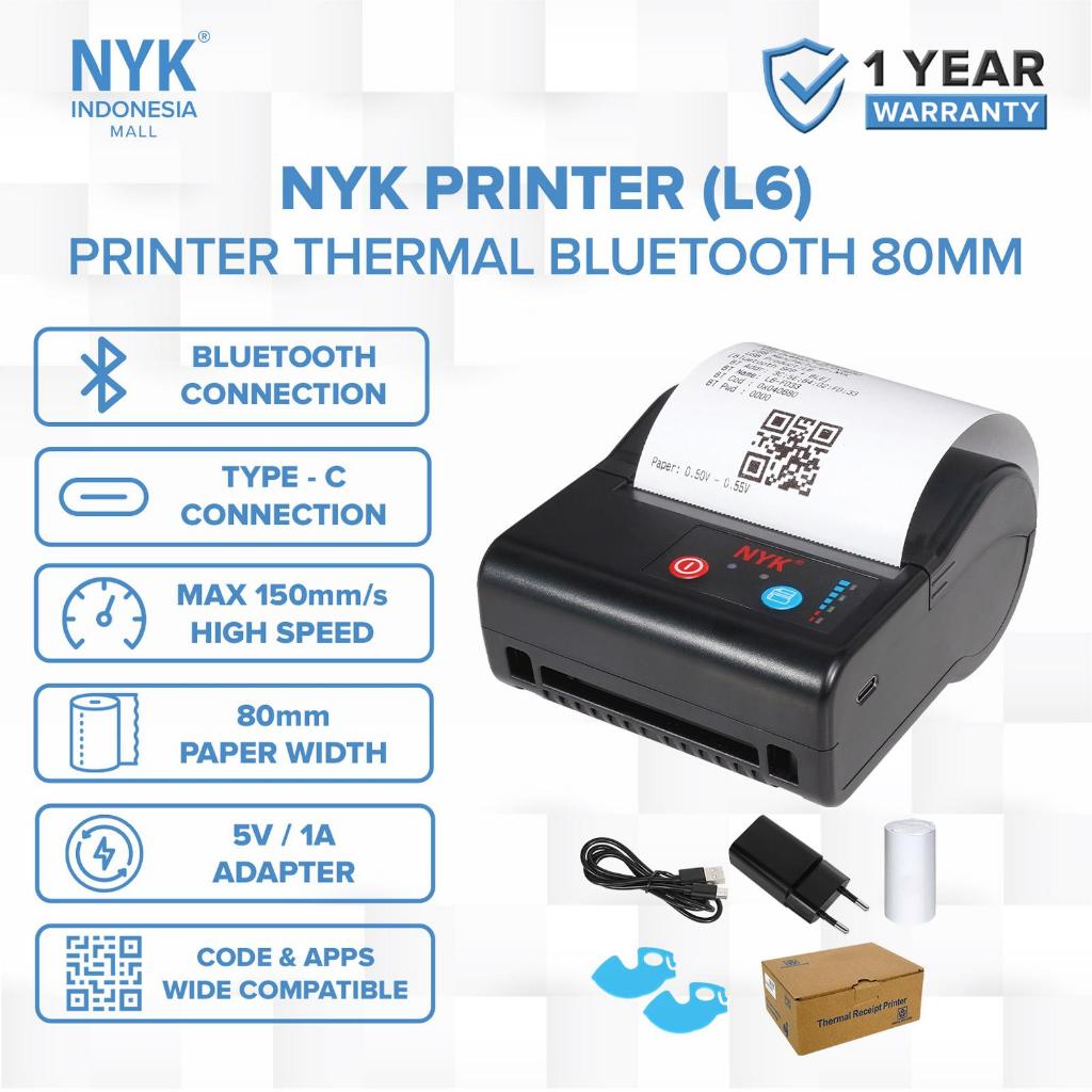 NYK Printer Thermal Bluetooth 80MM L6 Thermal Printer Kasir Portabel 80mm
