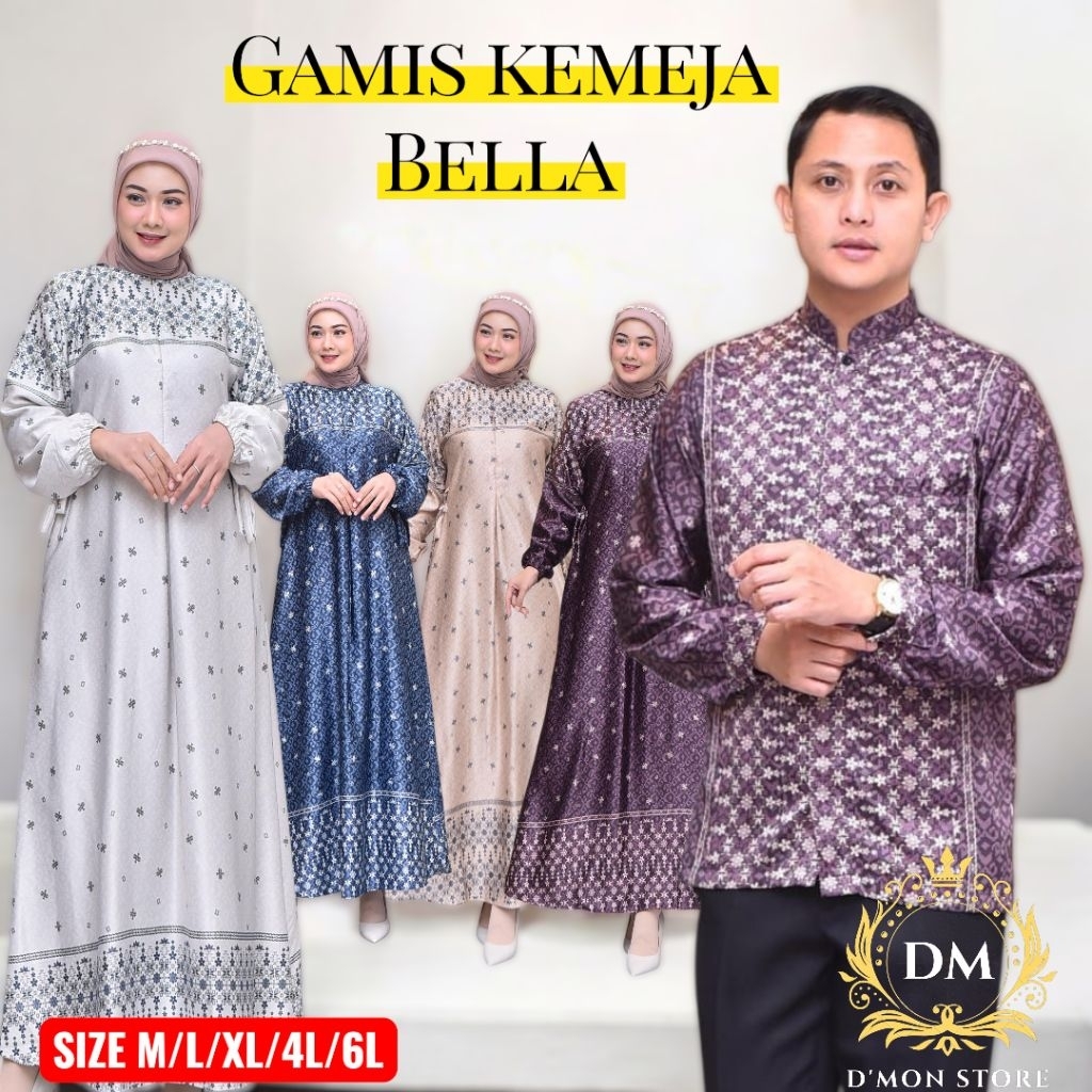 Gamis Ethnic Baju Set Couple Pria Dan Wanita Keluarga Pesta Kondangan Sarambit Silk Army
