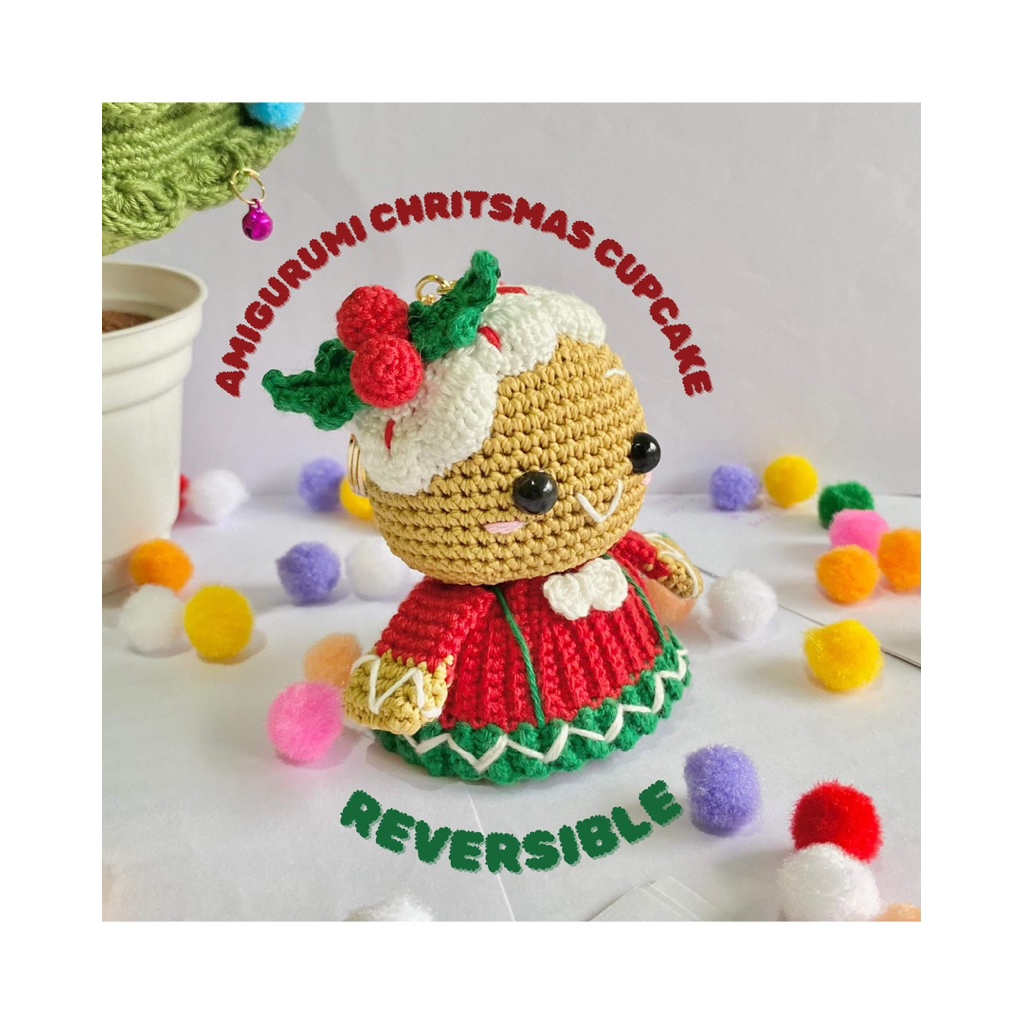 Christmas/ Amigurumi Christmas/ Amigurumi Natal/ Amigurumi cupcake/ Boneka natal/ Gantungan kunci na