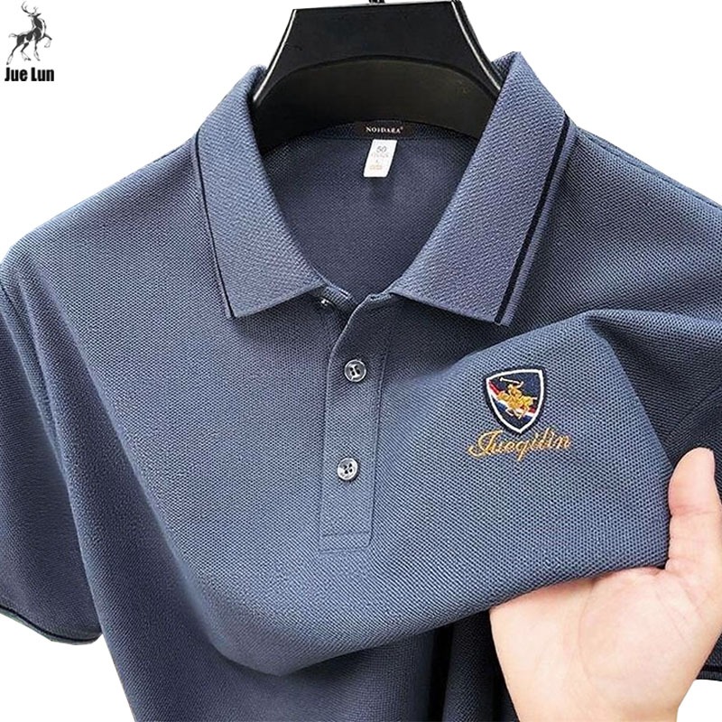 JUE LUN Kaos Polo Pria Kaos Kerah Pria Slim Fit Baju Polo Berkerah Atasan Pria Kemeja casual Kaos Ke