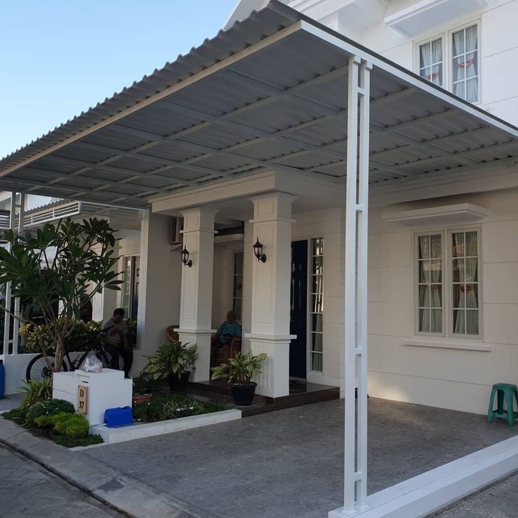 Kanopi Teras rumah modern atap alderon double layer / dua lapis