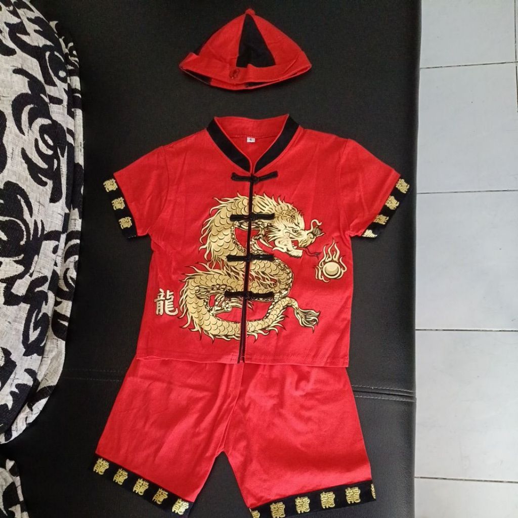 Setelan Cheongsam anak laki laki preloved new
