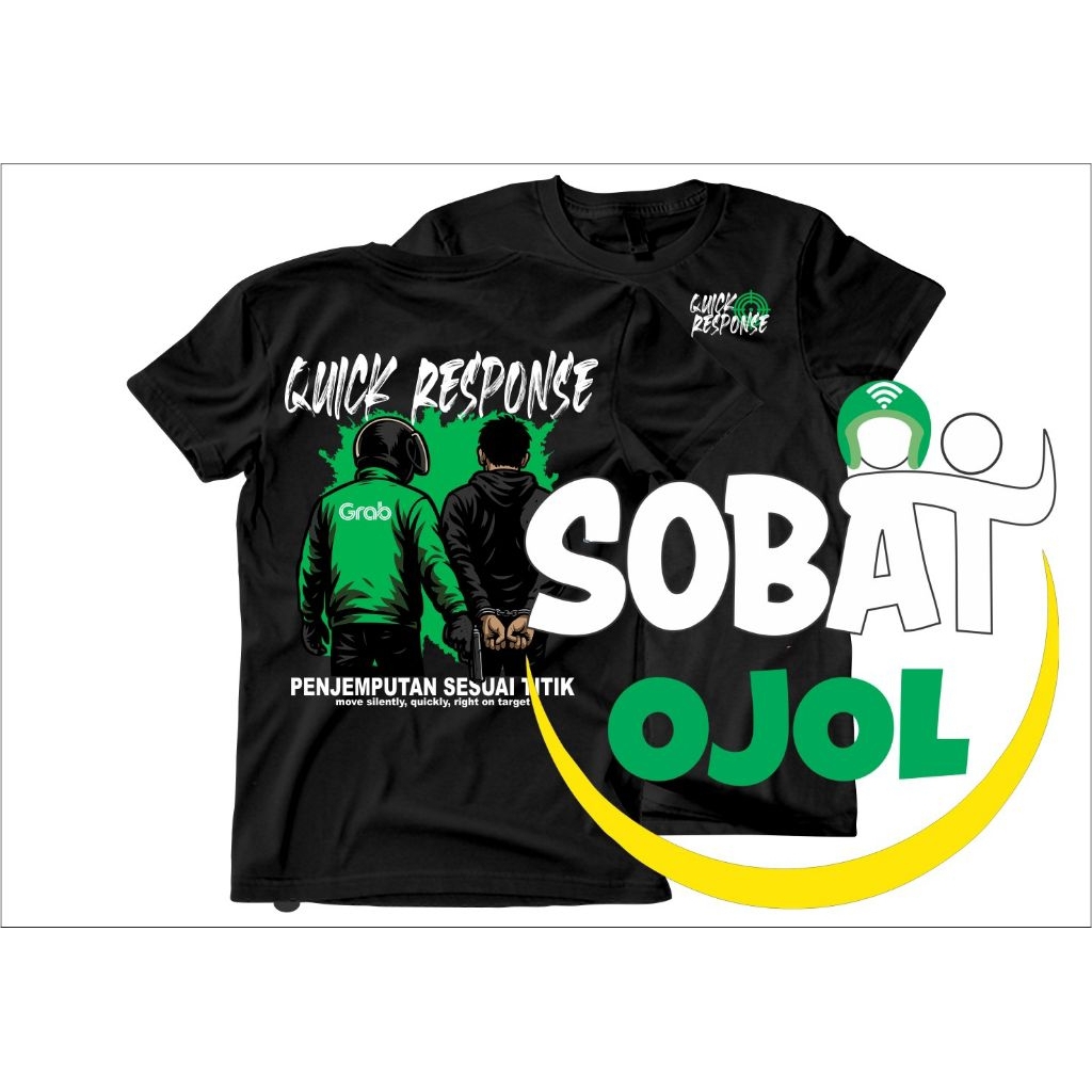 KAOS DRIVER OJOL GARANG QUICK SILVER UNISEX PRIA WANITA HITAM LENGAN PENDEK