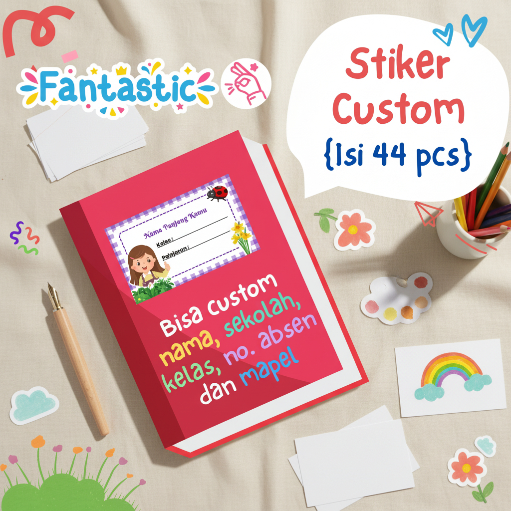 Stiker Label Buku Pelajaran Sticker Buku Nama Sekolah / Stiker Nama Buku / Stiker Custom Nama Buku P