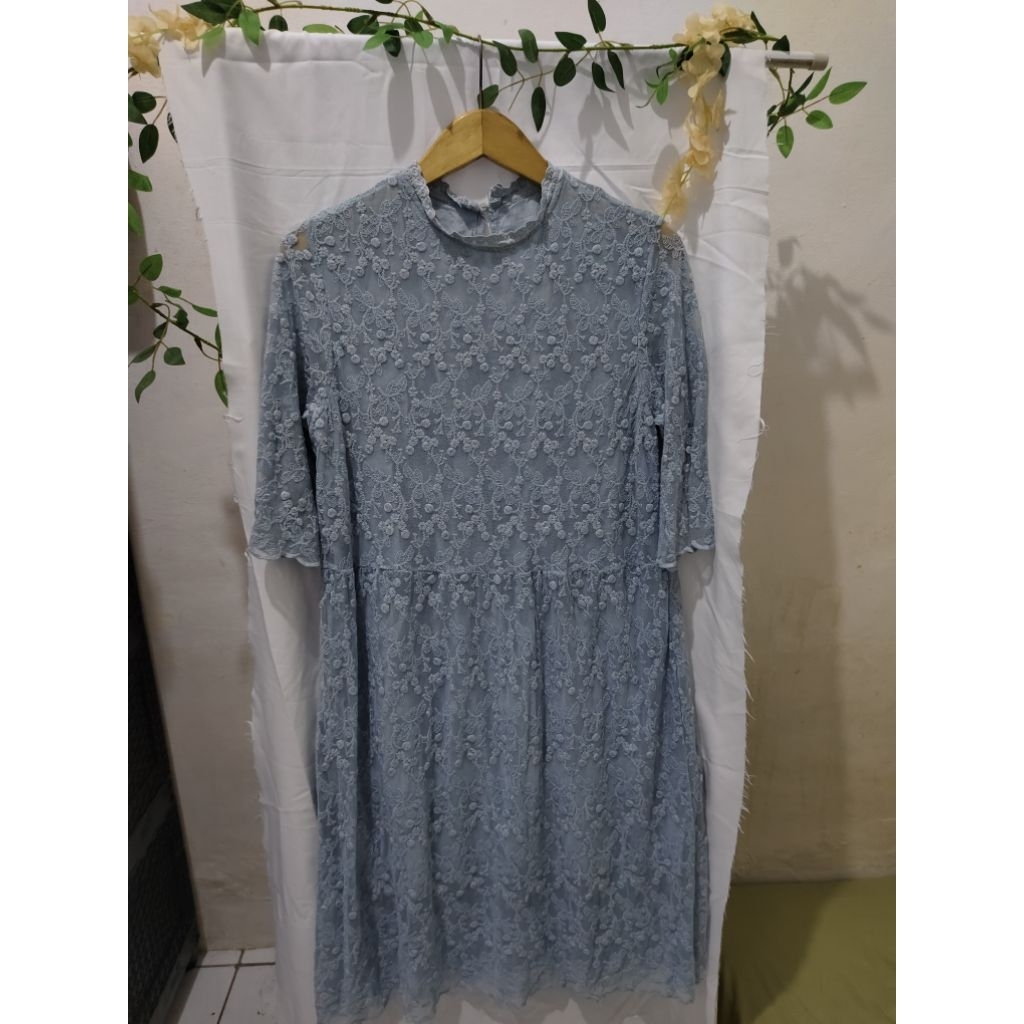 Midi dress brukat nagita korean style