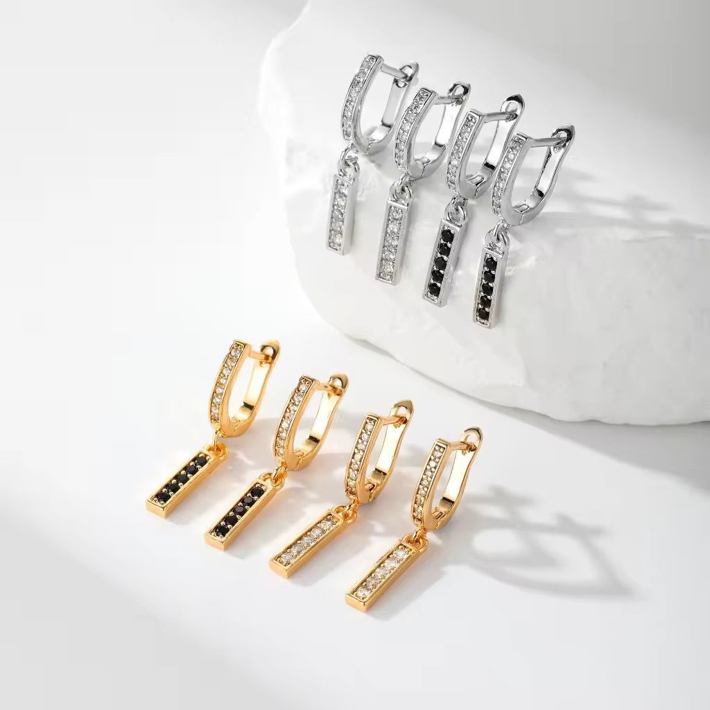 anting permata panjang silver titanium gold fashion wanita