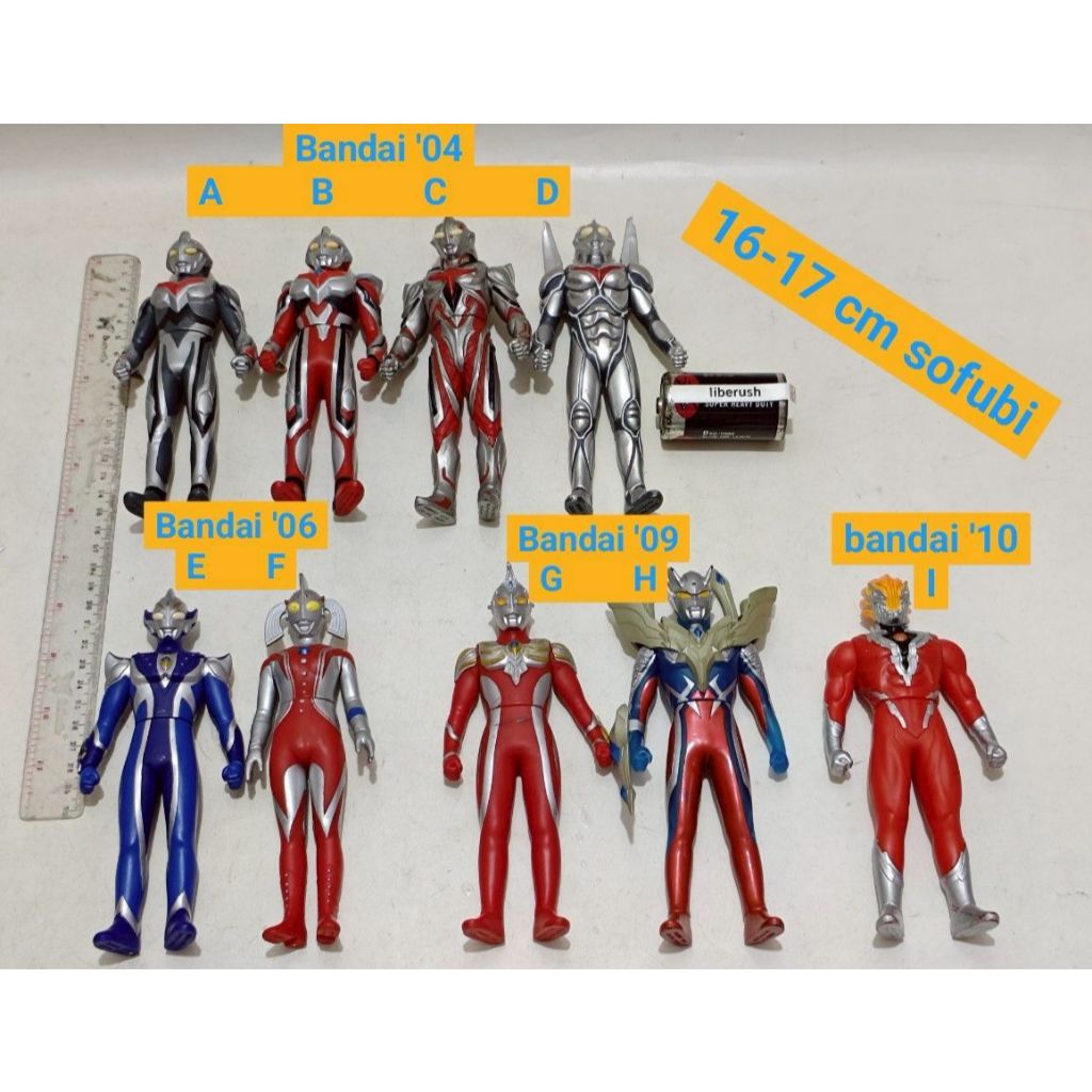 (Per pcs) sofubi 16 cm bandai ultraman nexus anphans unfance , junis , noa , the next , mebius hikar