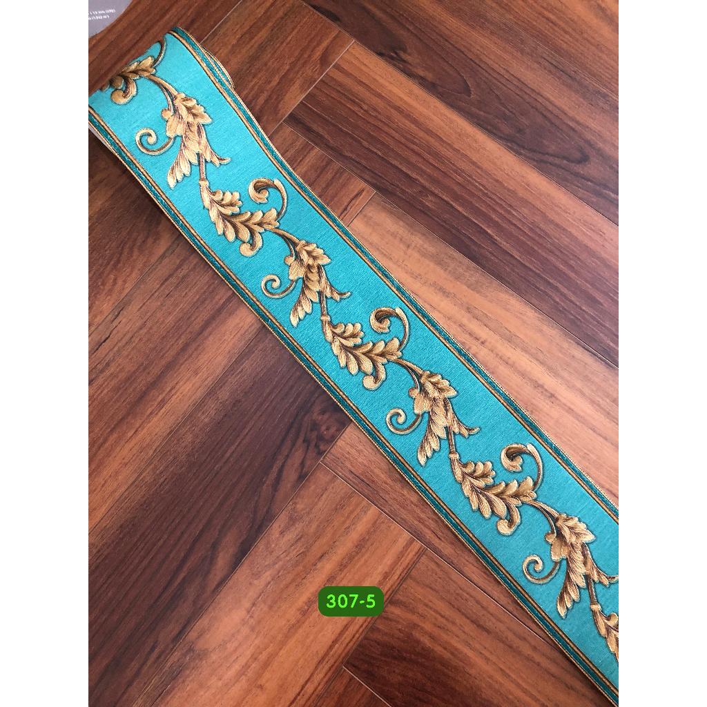 Wallpaper Dinding Borders List Klasik Hijau Gold Glitter mewah