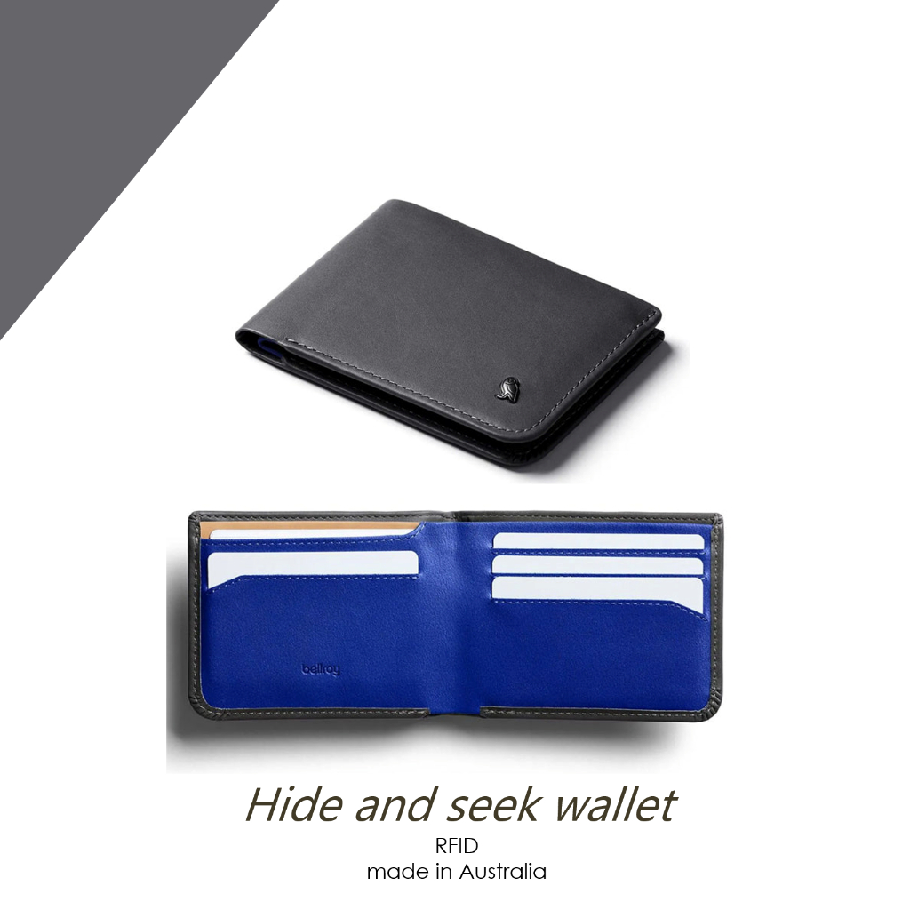 Dompet Bellroy Hide and Seek Wallet Charcoal RFID Original