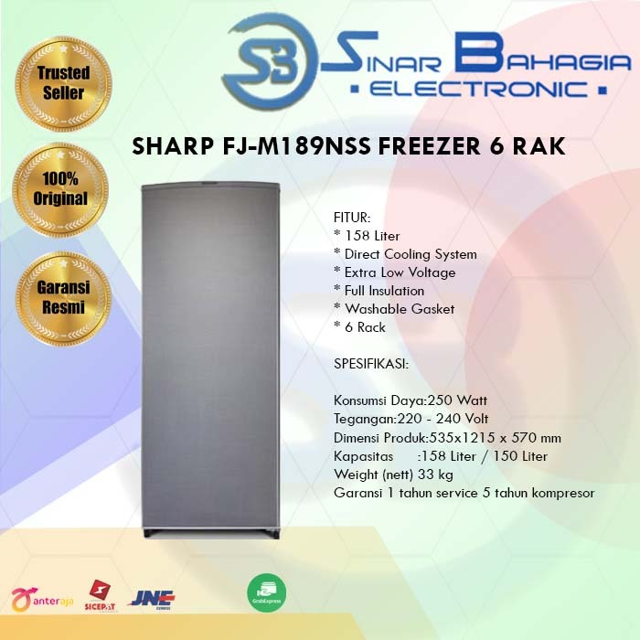 SHARP FJ-M189NSS FREZER 6 RAK (NEW)