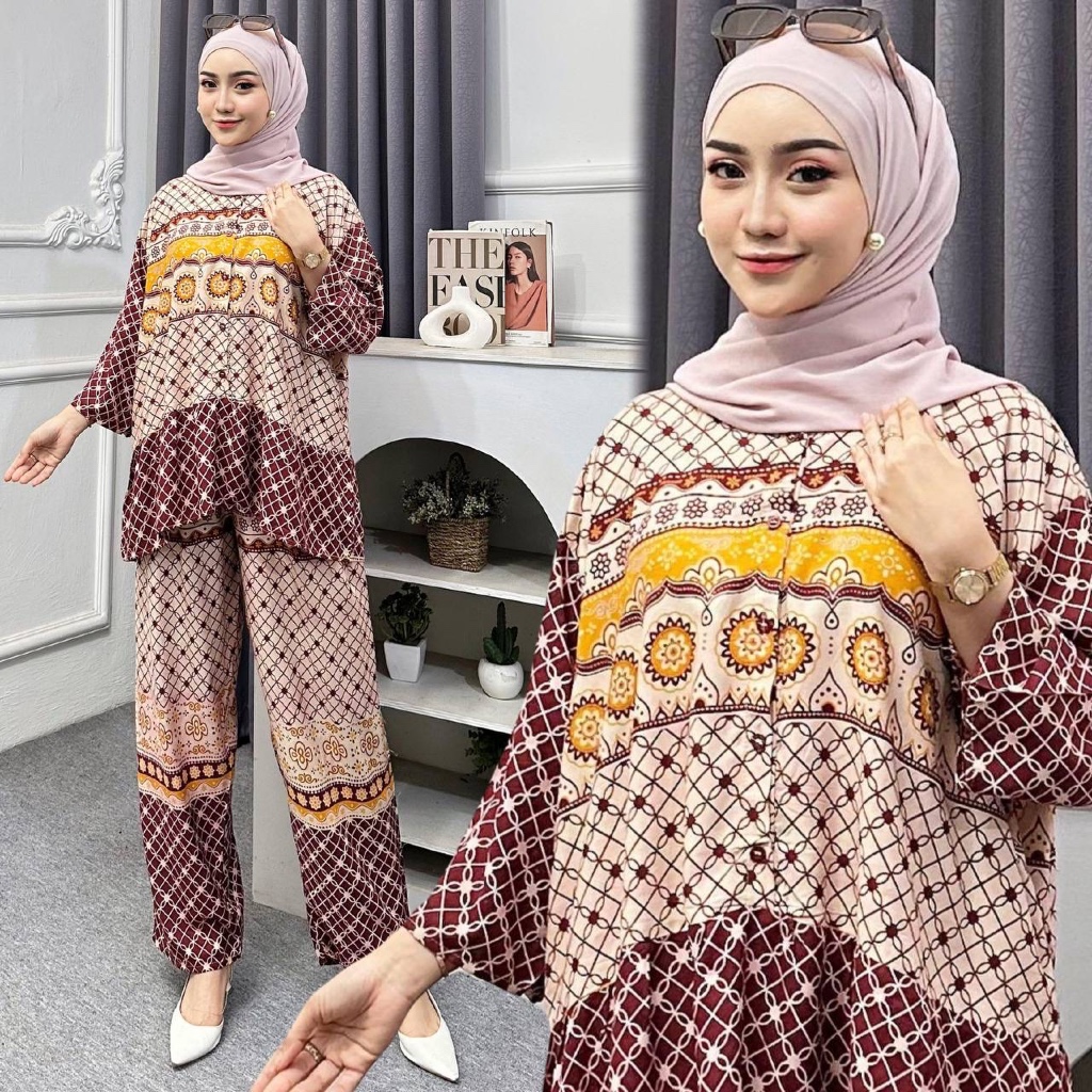 Setelan Celana Kulot Wanita JUMBO LD 130  Laura SET Setelan wanita terbaru