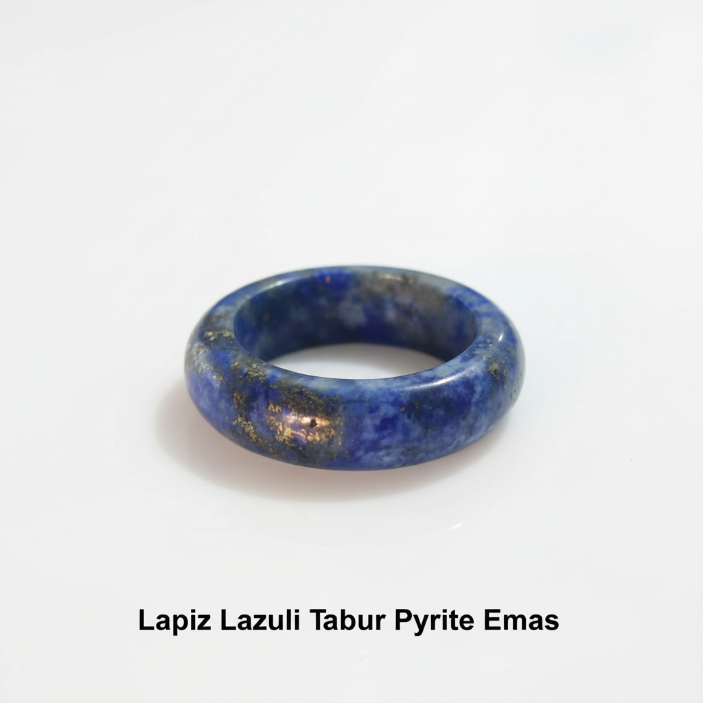 Cincin Lapis Lazuli Asli Natural | Cincin Donat Batu Lapiz Lazuli Tabur Pyrite Emas