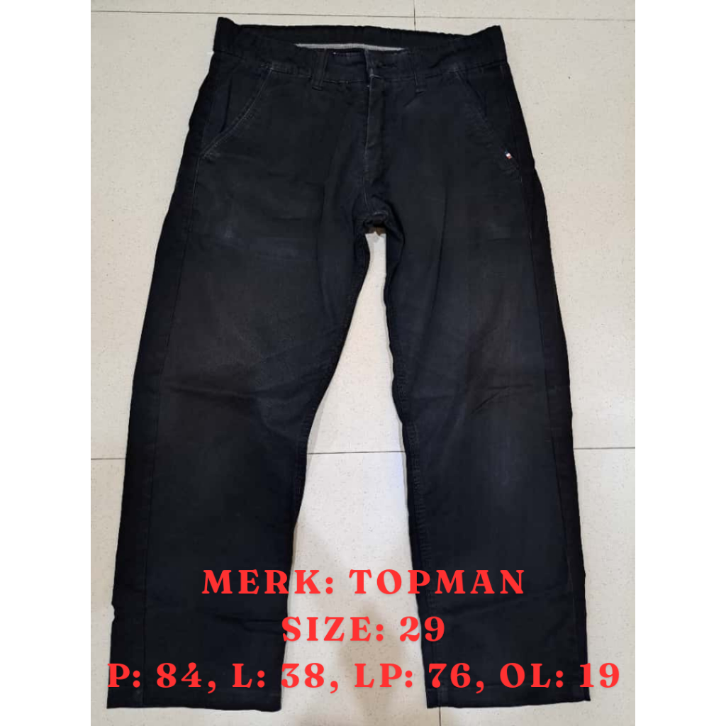 Preloved (second-bekas) Celana Chinos Warna Hitam Size 29 Merk TOPMAN