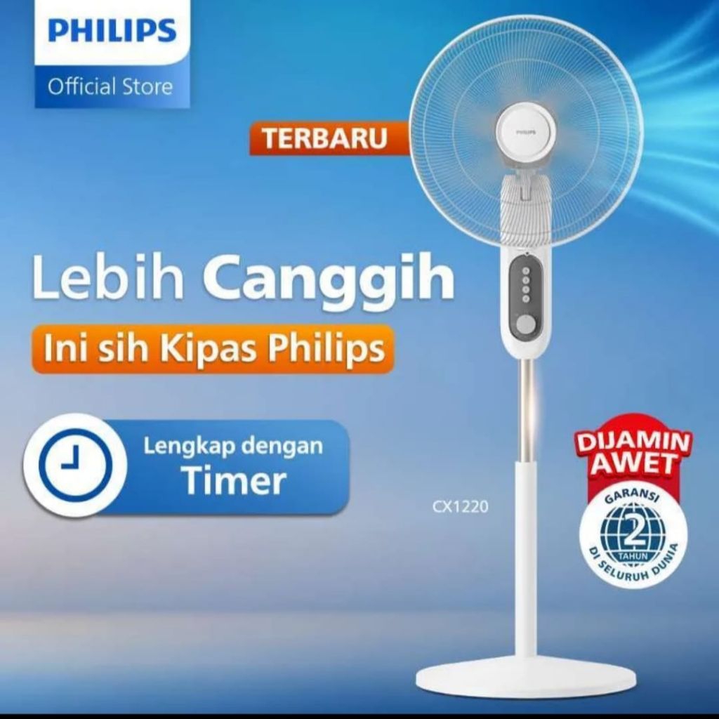 Kipas angin Philips 6 BALING CX1220/00 PUTIH TIMER TANPA REMOT 
Stand fan Philips 16 inch CX1220/00 