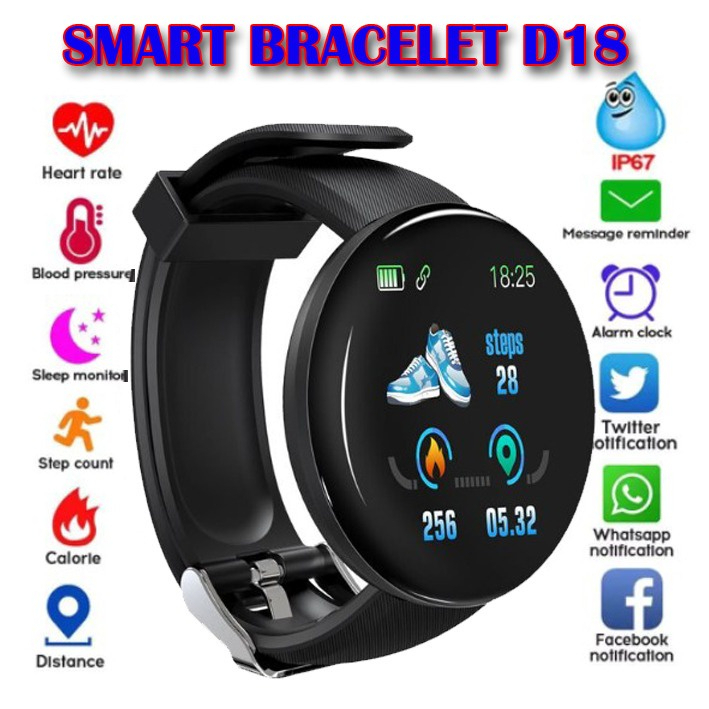 Smartwatch D18 Anak Pria Wanita Anti Air IP67