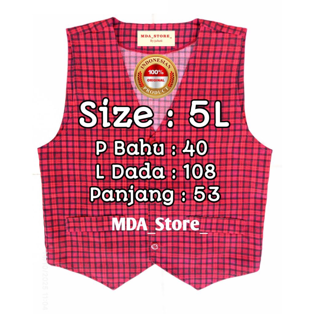 Rompi Seragam anak SD/MI/PAUD warna merah kotak kotak ukuran 5L